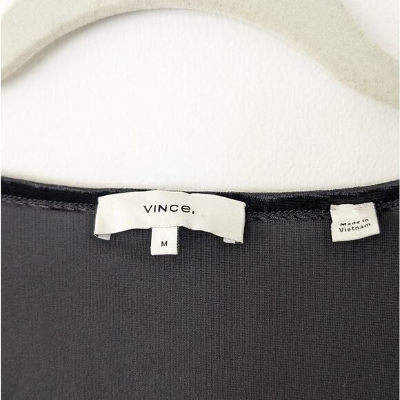 Vince. Black Velour Square Neck Long Sleeve Blouse Top, size M - Picture 4 of 8